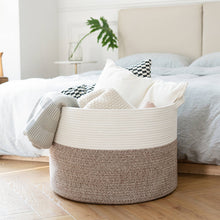 Load image into Gallery viewer, TIMEYARD Large Woven Laundry Hamper Basket - Decorative Storage Organizer for Living Room, Holds Toys Pillows Blankets Clothes - 21.7" x 21.7" x 13.8"-Brown