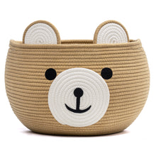 Load image into Gallery viewer, Timeyard Cotton Rope Baby Basket, Animal Basket for Toy Clothes, Cute Bear Design for Storage, Empty Gift Baskets for Kids -Brown
