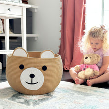 Load image into Gallery viewer, Timeyard Cotton Rope Baby Basket, Animal Basket for Toy Clothes, Cute Bear Design for Storage, Empty Gift Baskets for Kids -Brown