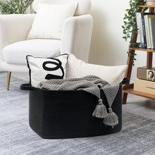 Load image into Gallery viewer, TIMEYARD Large Blanket Basket, 21.6" x 14.9" x 11.8" Rectangle Woven Baskets for Storage-Black