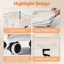 Load image into Gallery viewer, TIMEYARD 75L Rolling Laundry Hamper with Wheels and Removable Mesh Bag, Rolling laundry basket for organization, White
