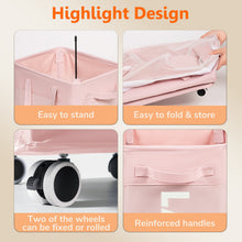 Load image into Gallery viewer, TIMEYARD 75L Rolling Laundry Hamper with Wheels and Removable Wash Bag, Tall Collapsible Large Laundry Basket Pink