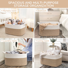 Load image into Gallery viewer, TIMEYARD Large Blanket Basket, 21.6" x 14.9" x 11.8" Rectangle Woven Baskets for Storage-White &amp; Light Brown