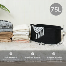 Load image into Gallery viewer, TIMEYARD Large Blanket Basket, 21.6" x 14.9" x 11.8" Rectangle Woven Baskets for Storage-Black