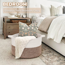 Load image into Gallery viewer, TIMEYARD Large Woven Laundry Hamper Basket - Decorative Storage Organizer for Living Room, Holds Toys Pillows Blankets Clothes - 21.7" x 21.7" x 13.8"-Brown