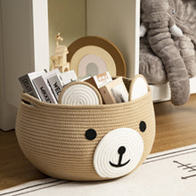 Load image into Gallery viewer, Timeyard Cotton Rope Baby Basket, Animal Basket for Toy Clothes, Cute Bear Design for Storage, Empty Gift Baskets for Kids -Brown