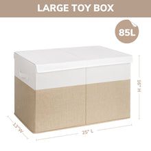 Load image into Gallery viewer, Timeyard Large Storage Box with Lids, Collapsible Sturdy Storage Organizer Chest Bin Basket for Bedroom, Closet ,25"x13"x16", (Beige &amp; White）
