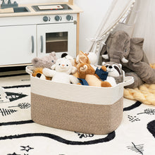 Load image into Gallery viewer, TIMEYARD Large Blanket Basket, 21.6" x 14.9" x 11.8" Rectangle Woven Baskets for Storage-White &amp; Light Brown