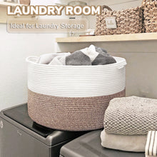 Load image into Gallery viewer, TIMEYARD Large Woven Laundry Hamper Basket - Decorative Storage Organizer for Living Room, Holds Toys Pillows Blankets Clothes - 21.7" x 21.7" x 13.8"-Brown