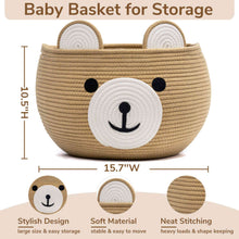 Load image into Gallery viewer, Timeyard Cotton Rope Baby Basket, Animal Basket for Toy Clothes, Cute Bear Design for Storage, Empty Gift Baskets for Kids -Brown