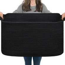 Load image into Gallery viewer, TIMEYARD Large Blanket Basket, 21.6" x 14.9" x 11.8" Rectangle Woven Baskets for Storage-Black