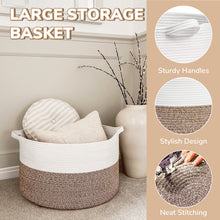Load image into Gallery viewer, TIMEYARD Large Woven Laundry Hamper Basket - Decorative Storage Organizer for Living Room, Holds Toys Pillows Blankets Clothes - 21.7" x 21.7" x 13.8"-Brown