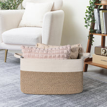 Load image into Gallery viewer, TIMEYARD Large Blanket Basket, 21.6" x 14.9" x 11.8" Rectangle Woven Baskets for Storage-White &amp; Light Brown