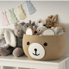 Load image into Gallery viewer, Timeyard Cotton Rope Baby Basket, Animal Basket for Toy Clothes, Cute Bear Design for Storage, Empty Gift Baskets for Kids -Brown