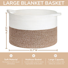 Load image into Gallery viewer, TIMEYARD Large Woven Laundry Hamper Basket - Decorative Storage Organizer for Living Room, Holds Toys Pillows Blankets Clothes - 21.7" x 21.7" x 13.8"-Brown
