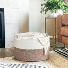 Load image into Gallery viewer, TIMEYARD Large Woven Laundry Hamper Basket - Decorative Storage Organizer for Living Room, Holds Toys Pillows Blankets Clothes - 21.7" x 21.7" x 13.8"-Brown