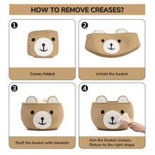 Load image into Gallery viewer, Timeyard Cotton Rope Baby Basket, Animal Basket for Toy Clothes, Cute Bear Design for Storage, Empty Gift Baskets for Kids -Brown
