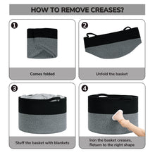 Load image into Gallery viewer, Timeyard Large Woven Laundry Hamper Basket - Decorative Storage Organizer for Living Room, Holds Toys Pillows Blankets Clothes - 21.7" x 21.7" x 13.8"-Black &amp; Grey