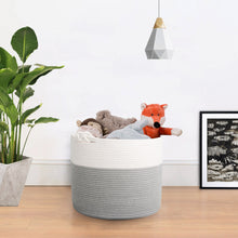 Load image into Gallery viewer, Gray Baby Laundry Basket XL Toy Storage Blanket Storage Nursery Bins 15'' x 14.2''