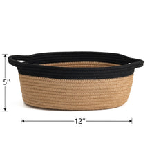 Load image into Gallery viewer, Small Jute Woven Cotton Rope Basket with Handles 12''x 8'' x 5''