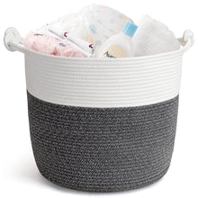 Load image into Gallery viewer, Dark Grey Cotton Rope Laundry Basket with Handles