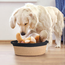Load image into Gallery viewer, Small Jute Woven Cotton Rope Basket with Handles 12''x 8'' x 5''