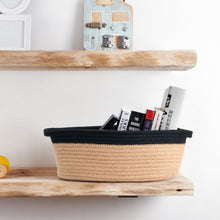 Load image into Gallery viewer, Small Jute Woven Cotton Rope Basket with Handles 12''x 8'' x 5''