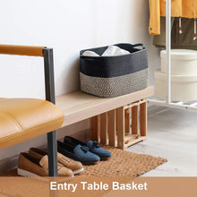 Load image into Gallery viewer, Mix Black Woven Storage Basket for Shelves 13''x9.8''x9''