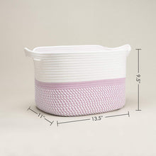 Load image into Gallery viewer, Pink Square Cotton Rope Woven Basket with Handles
