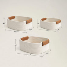 Load image into Gallery viewer, 3 Pack Rectangle Cotton Rope Woven Basket with Handles