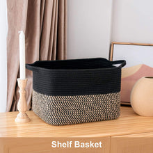 Load image into Gallery viewer, Mix Black Woven Storage Basket for Shelves 13''x9.8''x9''