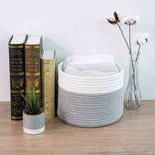 Load image into Gallery viewer, Small Cotton Rope Woven Basket 9.4"Dx7.1"H