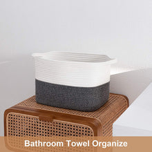 Load image into Gallery viewer, White and Grey Woven Storage Basket for Shelves 13''x9.8''x9''