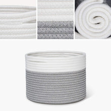 Load image into Gallery viewer, Small Cotton Rope Woven Basket 9.4"Dx7.1"H