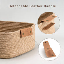 Load image into Gallery viewer, Rectangle Jute Rope Woven Basket with Handles