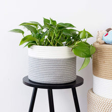 Load image into Gallery viewer, Small Cotton Rope Woven Basket 9.4"Dx7.1"H