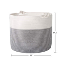 Load image into Gallery viewer, Gray Baby Laundry Basket XL Toy Storage Blanket Storage Nursery Bins 15'' x 14.2'' Timeyard