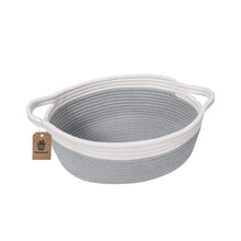 Load image into Gallery viewer, Small Woven Toy Chests Organizers Cotton Rope Basket with Handles Gray Pink 12 x 8 x 5 in