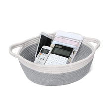 Load image into Gallery viewer, Small Woven Toy Chests Organizers Cotton Rope Basket with Handles Gray Pink 12 x 8 x 5 in
