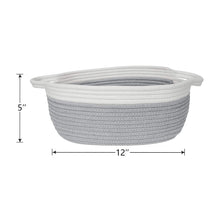 Load image into Gallery viewer, Small Woven Toy Chests Organizers Cotton Rope Basket with Handles Gray Pink 12 x 8 x 5 in
