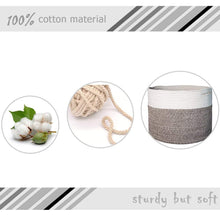 Load image into Gallery viewer, Timeyard Large Stackable Storage Bins Woven Blanket Basket Off White Brown cotton rope