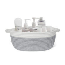 Load image into Gallery viewer, Small Woven Toy Chests Organizers Cotton Rope Basket with Handles Gray Pink 12 x 8 x 5 in