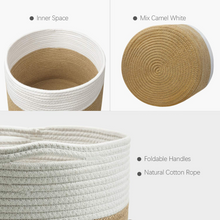 Load image into Gallery viewer, TIMEYARD Jute Rope Plant Basket Large Modern Woven Basket, 12''x12'', White and Jute